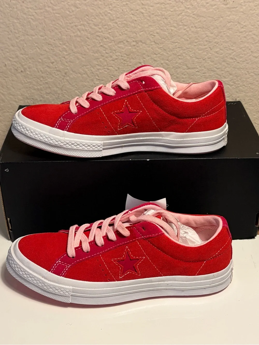 Converse One Star OX Suede Enamel Red Pink Pop Big Kids Size 5 261791C